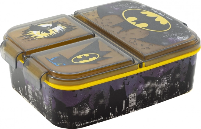 Gyermek ebéddoboz Batman fekete-sárga 3 rekesszel