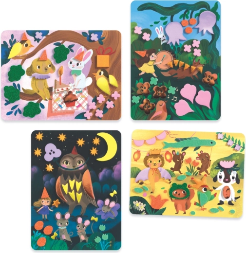 Négy illusztrált, színekben gazdag alap