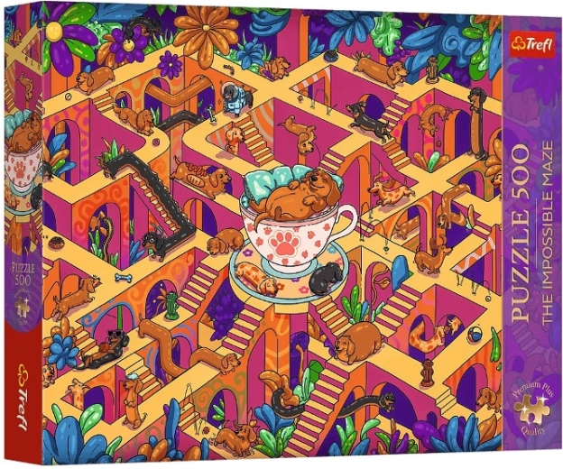 Puzzle Premium Plus 500 A lehetetlen labirintus: Vidám tacskók