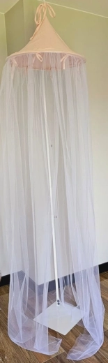 EKO baldachin a gyermekágy fölé muszlinból és tüllből, kék, 240 × 300 cm