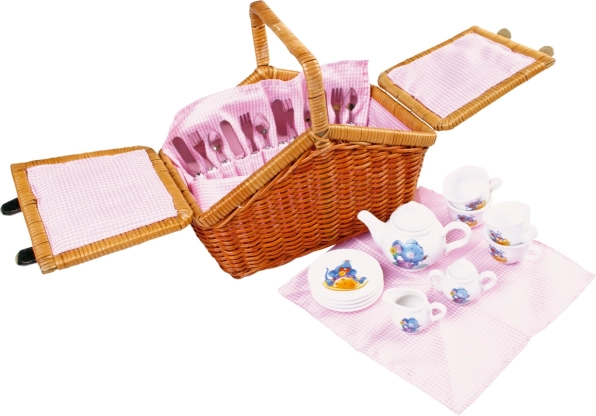 Romantikus piknikkosár – small foot gyerek teáskészlet (30 darab)