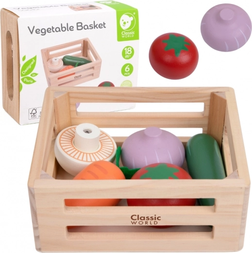 Klasszikus világ Fa kosár zöldségekkel