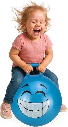 HoppyDoo Smile ugrálabda fogantyúval, kék, 45 cm, pumpával