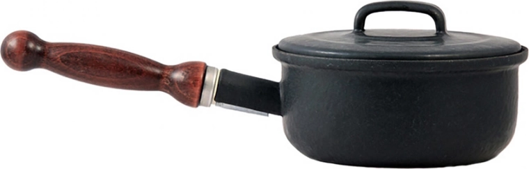 Zománcozott lábas fedővel, 16 cm, 1,25 l, levehető nyéllel