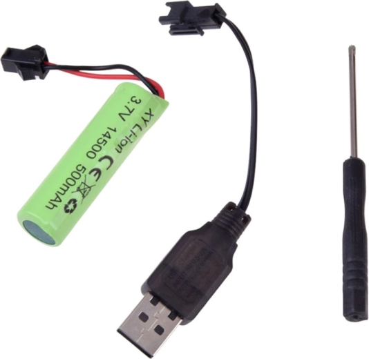 Újratölthető 3,7 V akkumulátor USB kábellel