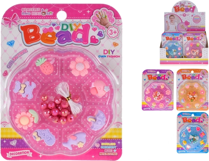 Fűzhető gyöngyök gyűrűkkel – 4 szín, 16 db