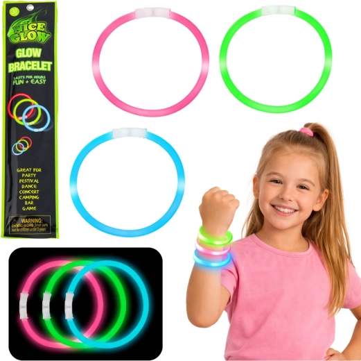 Fluoreszkáló világító karkötők Glow Stick 3 db, 20 cm