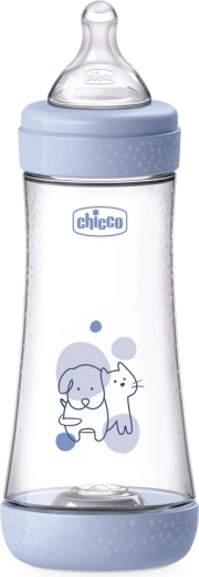 Chicco antikólikás cumisüveg Perfect5 300 ml, gyors átfolyás, fiúknak 4hó+