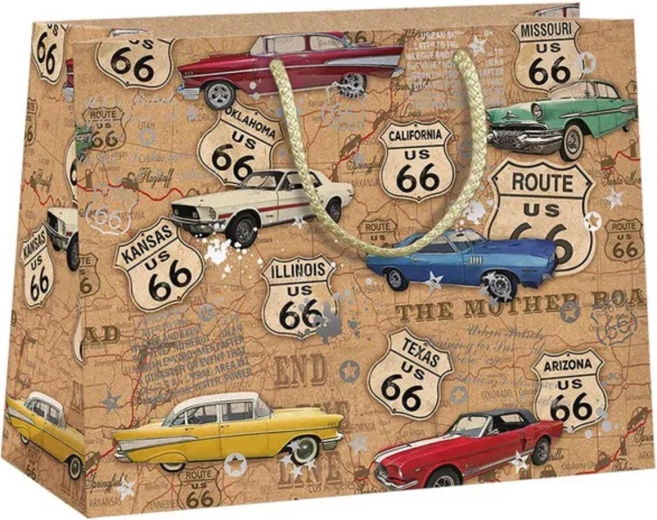 Argus ajándéktáska Route 66 autók natur Eco Friendly – 1 db