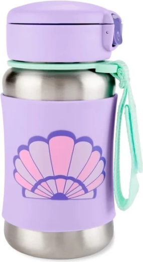 Skip Hop Spark Style rozsdamentes acél szívószálas kulacs – kagyló 350 ml