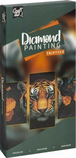 Gyémántfestés kereten – tigris triptichon 40 × 20 cm + 30 × 20 cm