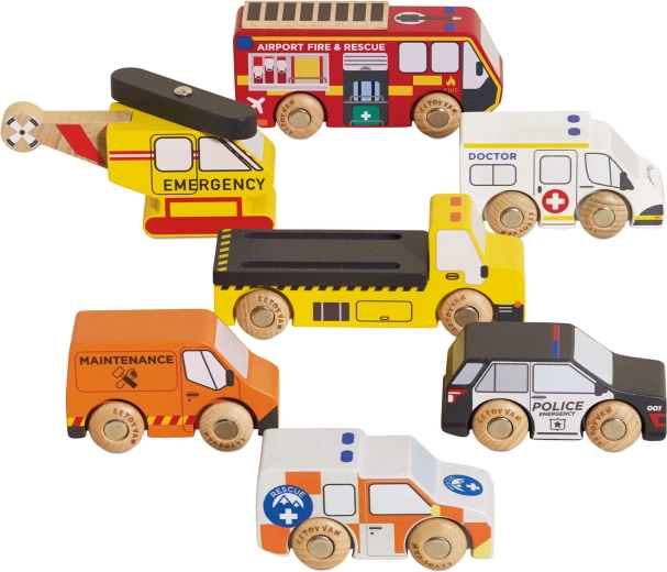 Le Toy Van fa mentőjármű-készlet helikopterrel