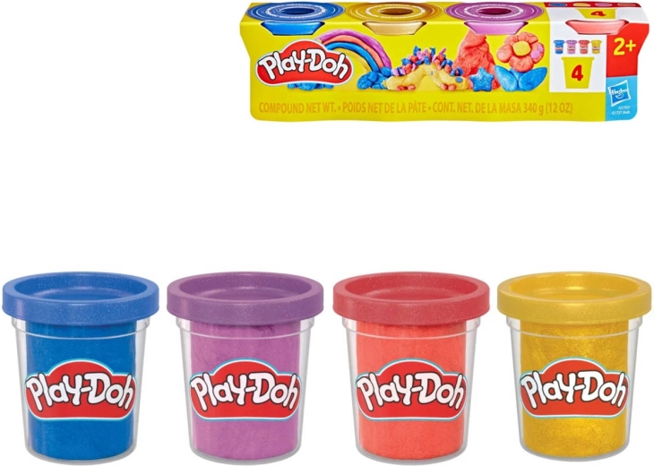 Play-Doh metálos gyurma konfettivel, 4 tégely