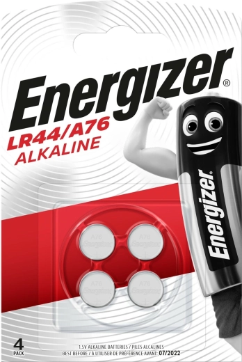 Alkáli gombelemezek ENERGIZER A76 LR44 1,5 V, 150 mAh, 4 db