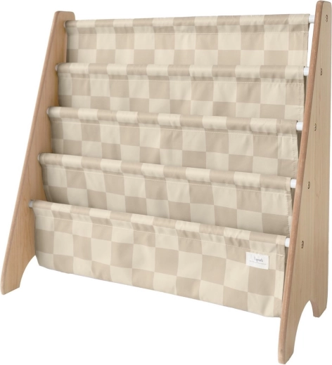 3 Sprouts könyvállvány újrahasznosított poliészterből, Checkerboard/Beige