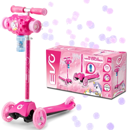 EVO Bubblz Mini Cruiser rózsaszín, háromkerekű gyermekroller buborékfújóval
