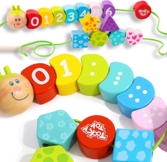TOOKY TOY fa fűzős hernyó – számok tanulása, 20 darab