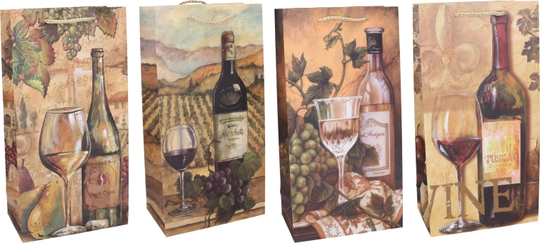 Ajándéktáska 2 palackra M, 18 × 35 × 9 cm, egész éves