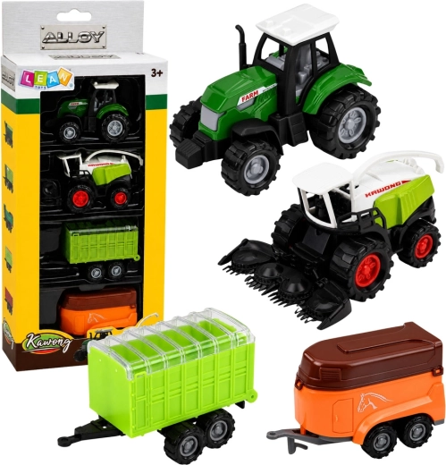 Mezőgazdasági járművek készlete 1:68 (4 db) – traktor, silózó és pótkocsik