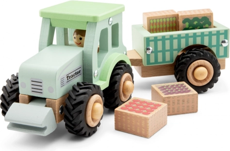 Fa traktor pótkocsival és rakománnyal