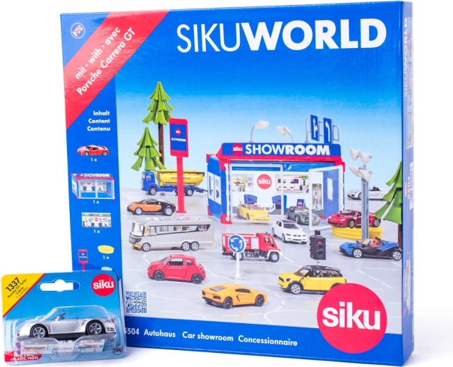 SIKU World autószalon Porsche 911 Turbo kisautóval
