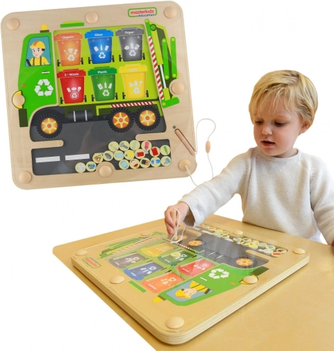 Masterkidz Mágneses Tábla Hulladékválogatás Újrahasznosító Teherautó Montessori