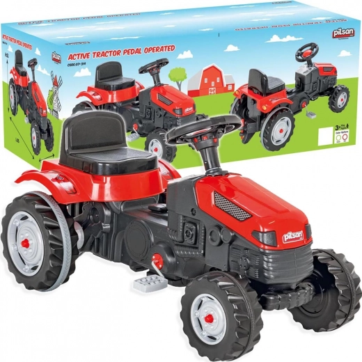 Pilsan pedálos traktor kormánnyal, piros