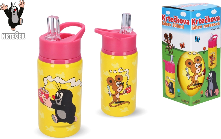Vakond rozsdamentes acél kulacs, 500 ml, rózsaszín