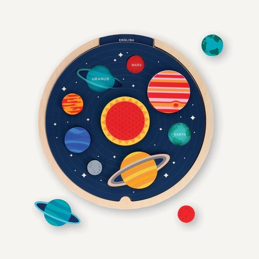Petit Collage beillesztős puzzle Naprendszer – többnyelvű