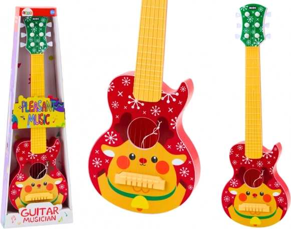 gyermek játék gitár húrfeszítés-szabályozással, rénszarvas, piros