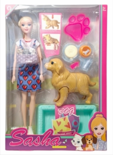 Baba kutyával és kölyökkutyákkal – interaktív ellés