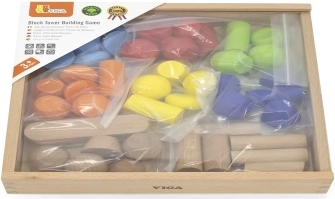 Fa geometriai építőkészlet 52 db Viga