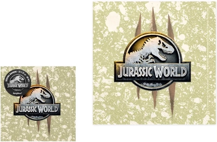 Jurassic World papír szalvéták 33 × 33 cm, 20 db