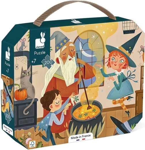 Janod puzzle bőröndben Mágikus varázsiskola – 200 darab