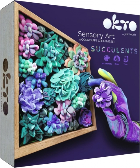 OKTO Tenderness kreatív modellező készlet – pozsgások fa keretben 21 × 21 cm