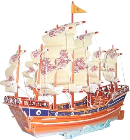 Színes fa 3D puzzle – Ming-dinasztia vitorláshajó