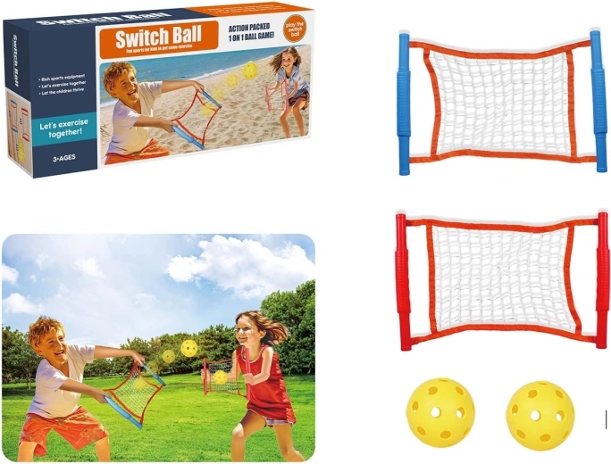 Strandjáték hálós labdafogóval – labdafogó