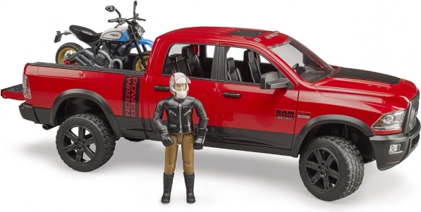 Bruder Ram terepjáró Ducati Scrambler motorral és figurával