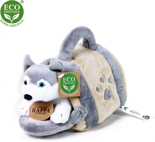 Plüss husky hordozható kuckóval 13 cm eco-friendly