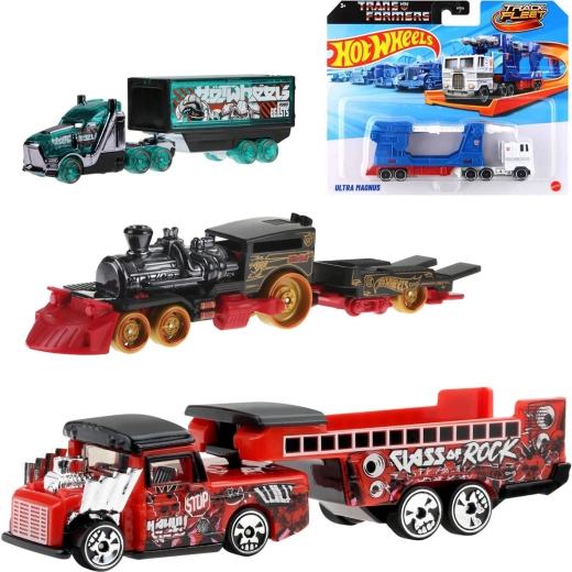 Mattel Hot Wheels Track Fleet jármű utánfutóval Transformers - 1 db