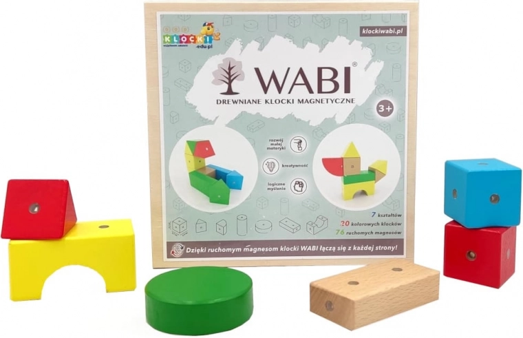Fa mágneses kockák WABI, 20 darab