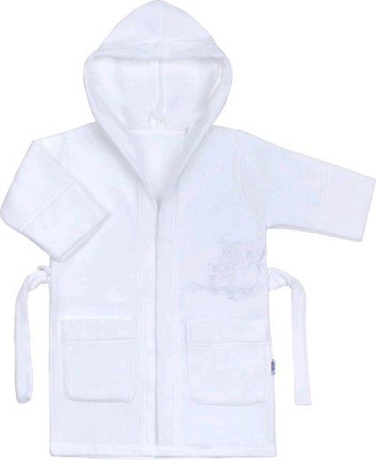 New Baby baglyos gyermek fürdőköpeny, fehér