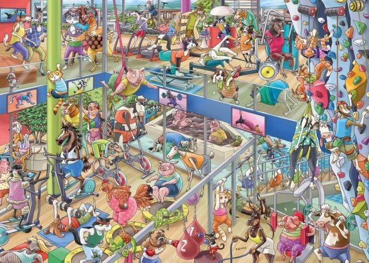 HEYE puzzle Állati tornaterem – 1000 darab