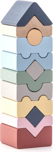 Cubika pasztell torony XI – fa kirakó 12 darab