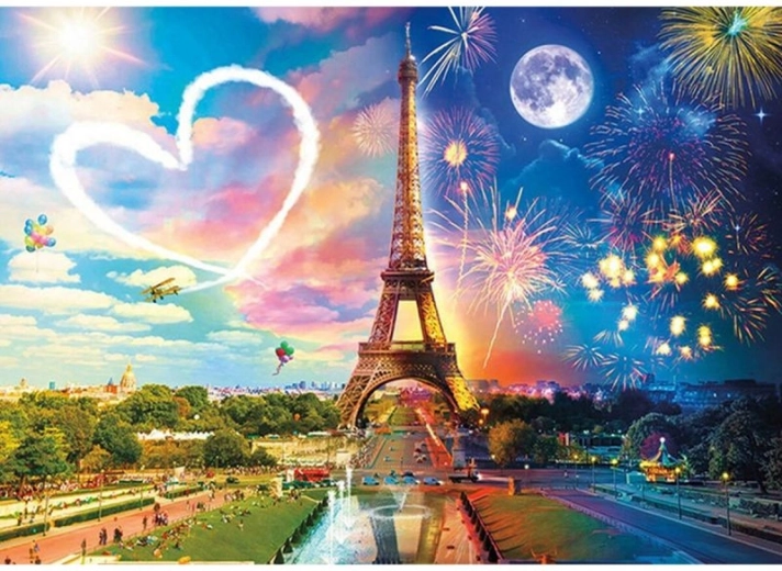 Gyémántfestés – Eiffel-torony éjjel és nappal, Párizs 40 × 30 cm