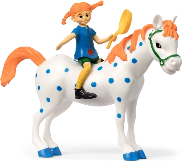Pippi Longstocking figura Alfonso lóval és serpenyővel