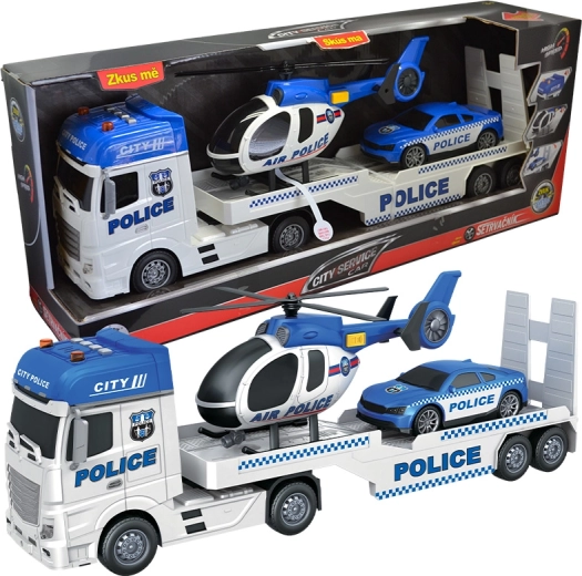 City Service Car rendőrségi vontató helikopterrel és autóval, 1:12 méretarányban
