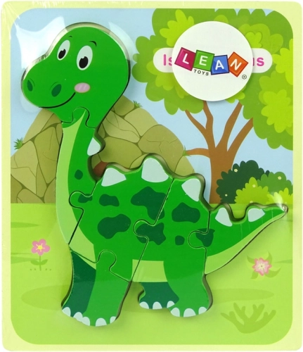 Fa puzzle dinoszaurusz zöld