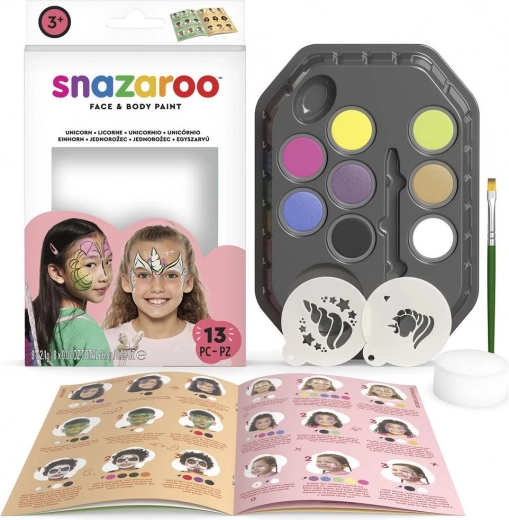 Snazaroo arc- és testfesték készlet sablonokkal Egyhör Unicorn és pillangók számára