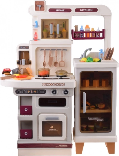 interaktív bézs gyerek konyha fény-, hang- és gőzeffektekkel